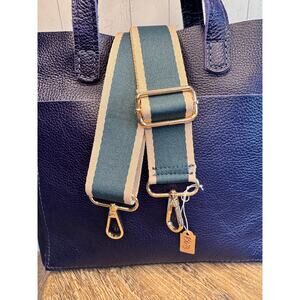 Crossbody Purse Strap Blue Tan Striped Bag Strap Guitar Strap NEW